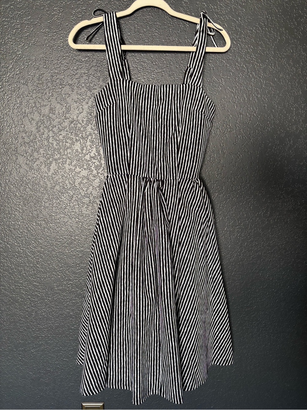 Black and White Striped Midi Dress